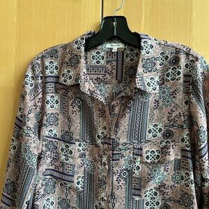 Pleione Purple Patterned Blouse
